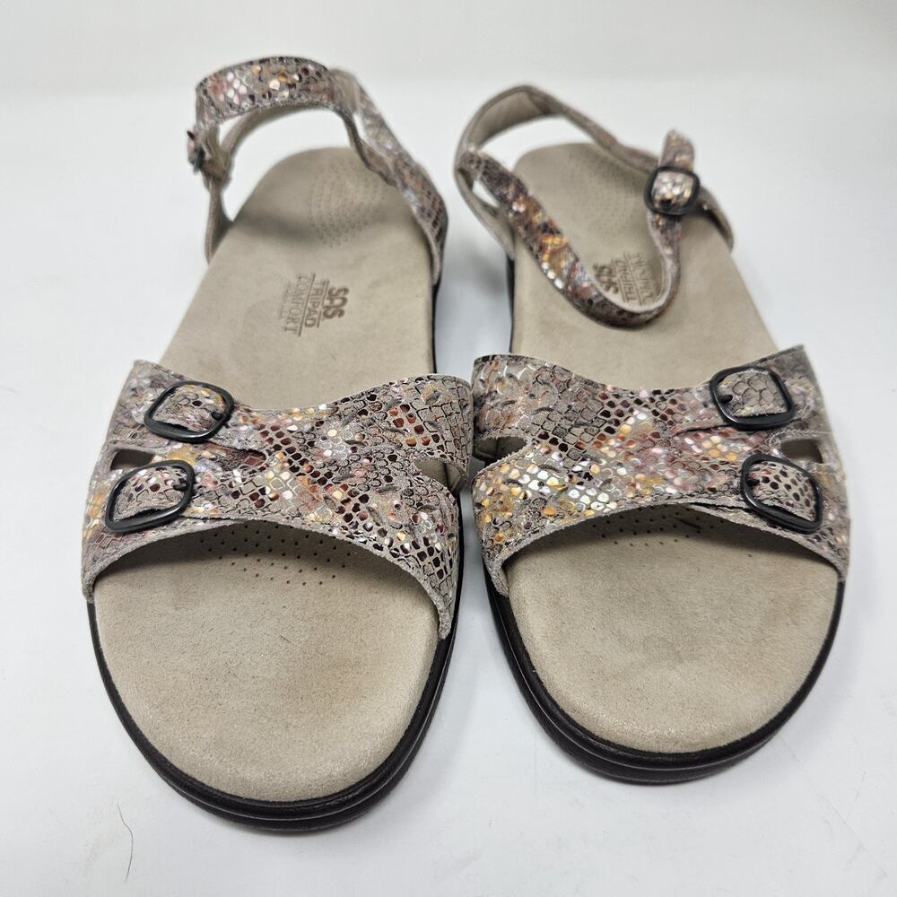 SAS DUO Womens Shoes 10 M quarter strap crackle bronze two strap sandal